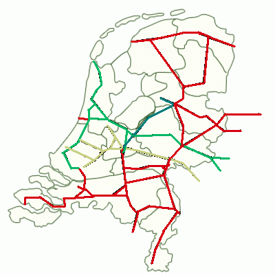 lijnenkaart nederland in 1883